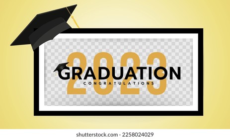 Graduación 2023 con correo y tope en felicitaciones Clase de 2023, Felicitaciones Graduados Clase 2023. Plantilla para diseño de graduación ,Ilustración vectorial EPS 10