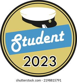 Graduation 2023, traditional Swedish "Studenten" caps, to celebrate the finish  from Gymnasium.  Vector Illustration