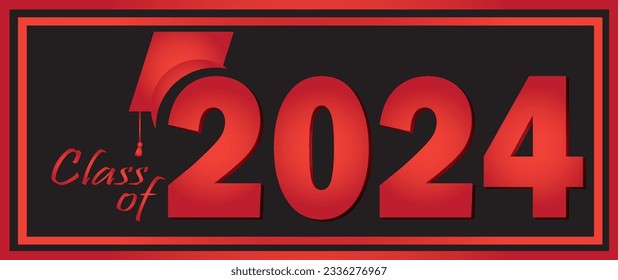 Graduation 2024 blk red background