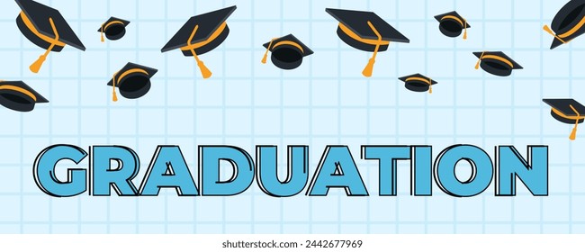graduation 2024 text background typography lettering line design black caps trendy banner