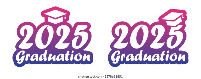 Graduation 2025 set icon, vector illustration