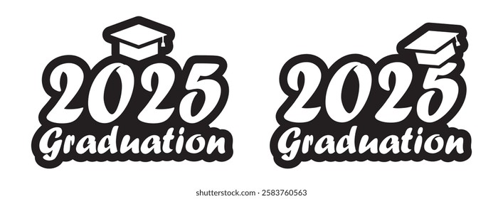 Graduation 2025 set icon, vector illustration