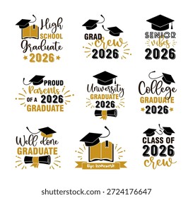 Formatura 2026 Aspas Badges Vetor Set
