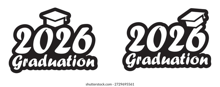 Graduation of 2026 set icon, vector illustration
