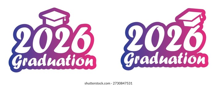 Graduation of 2026 set icon, vector illustration