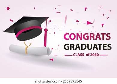 Graduation 2050 greeting Congrats vector illustration design background