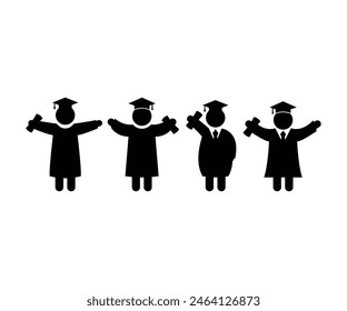 graduation academic celebration people education icons vector design black illustration collections template sets
