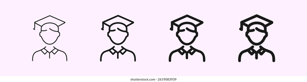 Graduation academic hat vector icon illustration on white background. Editable Icons set.