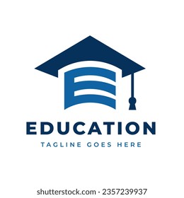 Graduation Academy Concept Education Logo Design Letter E Template Vector