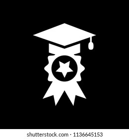 Graduation achievement award ribbons icon - education Graduation cap Icon in trendy style white