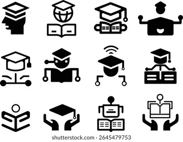 Graduation achievement education success student graduate with cap and gown thinking about future. Graduation cap and graduation hat academic success education.