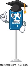 Graduation airport sign stuck to cartoon wall