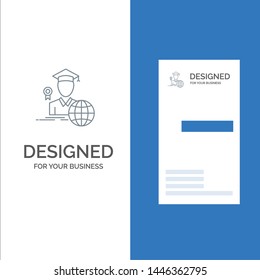 Graduation, Avatar, Graduate, Scholar Grey Logo Design and Business Card Template