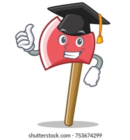 Graduation axe character cartoon style vector illustration