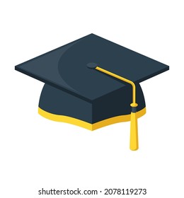 graduation bachelor cap cartoon vector isolated object