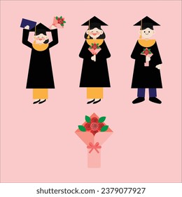 Graduation Bachelor Diploma Post grad  Vector Clipart Illustration