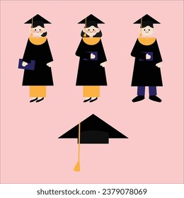 Graduation Bachelor Diploma Post grad  Vector Clipart Illustration