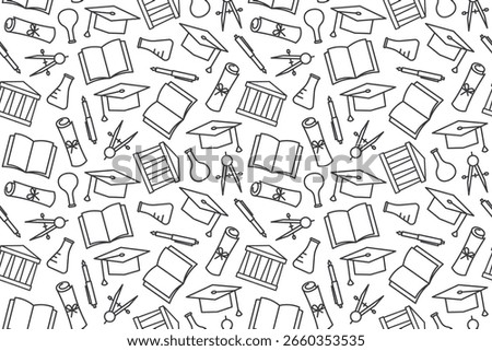 graduation, back to school, university seamless pattern - vector illustration