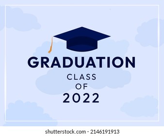 Graduation Background Class of 2022 with Clouds and Confetti Vector Design