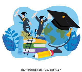 graduation background. Flat university background. college students