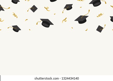 Graduation Background With Mortar Boards Vector