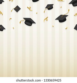 Graduation background with mortar boards vector