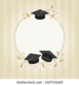 Graduation background with mortar boards vector