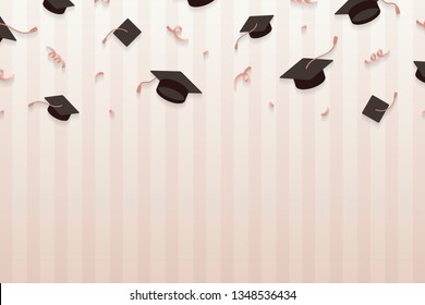 Graduation background with mortar boards vector