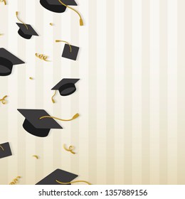 Graduation background with mortar boards vector