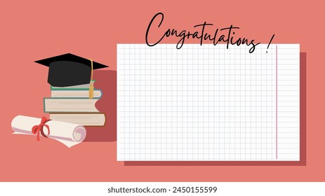 Graduation background, vector illustration. poster, banner. flyer, greeting card, invitation card, high school or college graduate