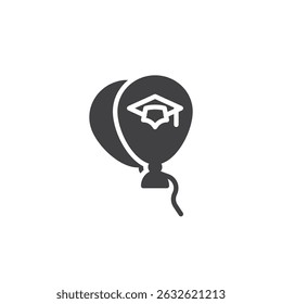 Ícone de vetor de balões de graduação. sinal plano preenchido para conceito móvel e web design. Balões com ícone de glifo da extremidade de graduação. Símbolo, ilustração de logotipo. Gráficos vetoriais