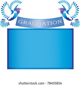 Graduation banner with doves and mortars