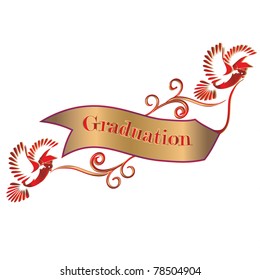 Graduation banner with doves and mortars