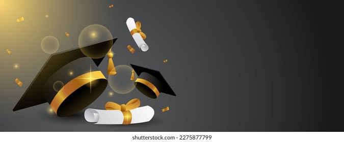 diseño vectorial de banner de graduación con espacio para text.class de 2023.