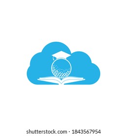Graduation Book golf cloud shape logo design vector. Golf Book Icon Logo Design Element