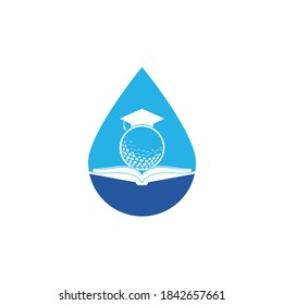 Graduation Book golf drop shape logo design vector. Golf Book Icon Logo Design Element	