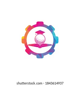 Graduation Book golf gear shape logo design vector. Golf Book Icon Logo Design Element	