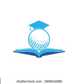 Graduation Book golf logo design vector. Golf Book Icon Logo Design Element