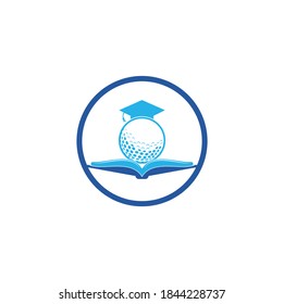 Graduation Book golf logo design vector. Golf Book Icon Logo Design Element