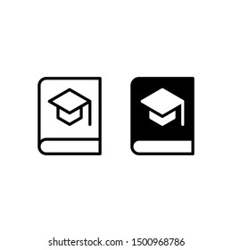 Graduation book icon. With outline and glyph style