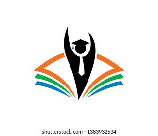 Graduation and Book Shape Logo Template, Icon, Symbol
