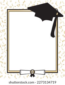 Graduation Border with Cap and Diploma