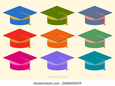 Graduation border. Square academic cap icon simple vector symbol