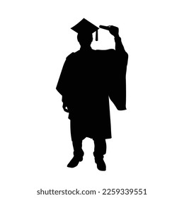 Graduation Boy Silhouette vector illustration.
