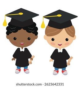Graduation boy vector cartoon illustration
