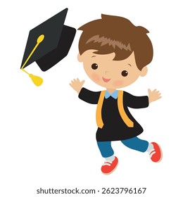 Graduation boy vector cartoon illustration
