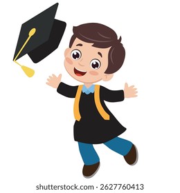 Graduation boy vector cartoon illustration