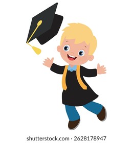 Graduation boy vector cartoon illustration