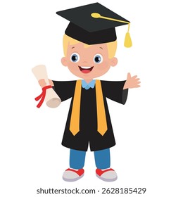 Graduation boy vector cartoon illustration