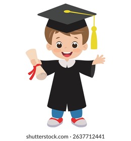Graduation boy vector cartoon illustration